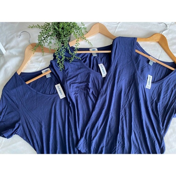 Old Navy Short Sleeve Top LARGE TALL Relaxed Fit Navy Blue NEW - Picture 6 of 6